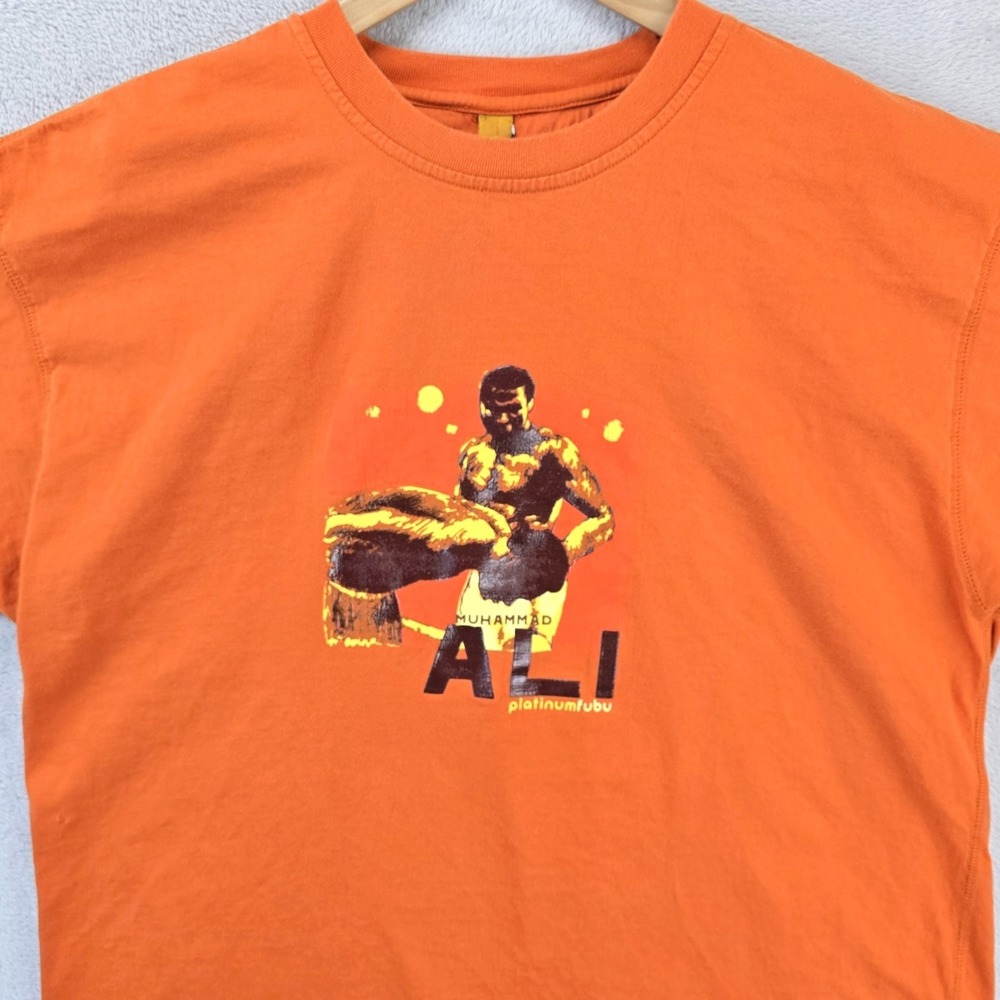Vintage Fubu Platinum x Muhammad Ali Shirt Mens XL Orange Embroidered Y2k